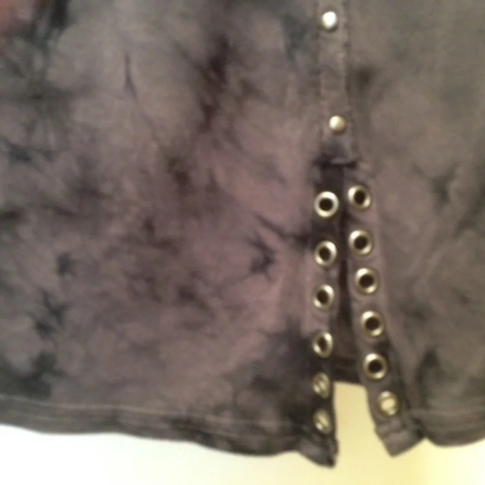 Affliction Black Premium V Neck Mini Dress Studs Rivets Stars - Picture 9 of 12
